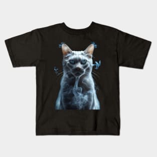 Eyes of Malevolence: Eerie Horror Cat Apparel Kids T-Shirt